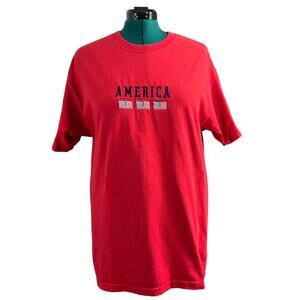 Classic Old Varsity Brand Embroidered America Tee Shirt Top L 42-44 100% Cotton